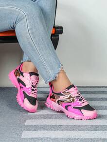 Zapatos rosas de suela con efecto aerosol de moda para mujer, calzado deportivo unisex de ancho extra, ligero, transpirable y flexible, ideal como regalo de Navidad, para senderismo al aire libre y uso casual - polvo de rosa negra - Ver 1