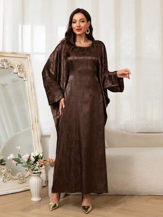 2025 Spring Summer Butterfly Muslim Kaftan Abaya Dress Unique Pattern Satin Oversize Women Dresses Islamic Clothing Modest Abaya Daily Wear Hidden Belted Maxi Dress