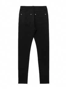 Woman High Elasticity Leggings With Narrow Feet Easter Pants - Black - View 7