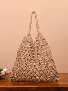 Y2k Aesthetic Large Capacity Woven Tote Bag - Hollow Shoulder Bag For Women - Ultra-Light, Breathable, Beach Bag, Travel Handbag, Summer Shopper, Boho Mesh Purse For Vacation, Pool, Picnic, And Daily Use - Multicolor - View 12