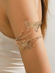 1pc Metal Street Style Hinged Bangle Bracelet, Multi-Layer Geometric Baroque Personalized Wrist Cuff - Two-headed Snake - View 15