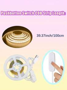 1pc 3.28ft-16.4ft LED Light Strip, 320 LEDs/M, Button Control, 3 Color Temperature Options, Suitable For Party, Room, Kitchen, Home TV, Household Decoration