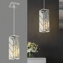 YQYYFC Chrome Pendant Lighting Modern Pendant Light, Mini Crystal Chandeliers,Adjustable Pendant Light Fixture For Kitchen Island Dinning Room Bedroom (3 Pack) - Chrome - 查看 1