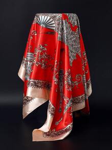 1 90cm Vintage Paisley Printed Headscarf, New Fashionable Square Scarf - Multicolor - View 12