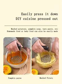 1/2 Stücke Edelstahl Kartoffelpresse, manueller Kartoffelpürierstößel, Pürierwerkzeug für Babynahrung, Kartoffelpresse