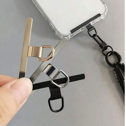 1/2 miếng đệm kim loại siêu mỏng cho điện thoại, đầu nối dây đeo điện thoại, tấm treo chống rơi, chống mất, miếng đệm nối dây xích điện thoại.