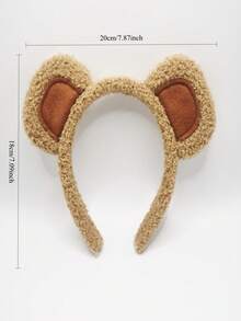 1 件新款毛绒熊头带，女士卡通日常化妆面膜洗脸运动头带，动物优雅可爱休闲街头派对涤纶头带，四季适用，发带，发箍头带 - 毛絨小熊髮箍 - 查看 3