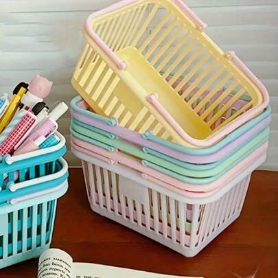 3 Pezzi Moderni Cestini Di Immagazzinaggio In Plastica Impilabili Per L'organizzazione Della Scrivania - Perfetti Per Decorazione Di Casa, Ufficio E Dormitorio, Forniture E Accessori Per Ufficio, Cestini Da Scaffale Per Bagno, Cucina, Soggiorno, Esterno
