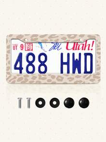 Pink Car License Plate Frame, Personalized Women's Car Plate Cover, Bowknot Car Decoration, Weatherproof Painted License Plate Holder, Won't Obscure License Plate Info, Stainless Steel Frame, Sturdy & Stable, Comes With Mounting Screws, 2 Styles Available: 1 Piece/2 Pieces - Multicolor - View 21