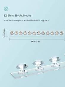 3M 1pc Wall-Mounted Acrylic Necklace Organizer With 12 Hooks, Best Gift For Girls And Women To Store And Display Necklaces, Bracelets, Bangles And Rings Valentine Day Back To School