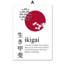 1 件/3 件墙面艺术海报现代名言日本书法海报 Ukigai Wabi Sab 墙面艺术帆布画黑色、白色、红色太阳战士版画家居装饰，适用于住宅和宿舍墙壁、客厅和酒吧装饰、餐厅或浴室装饰、房间装饰，高品质无框架，室内/室外无框/有框油画艺术 - 彩色 - 查看 43