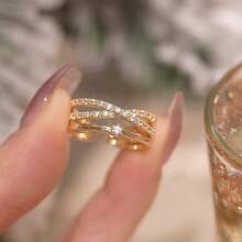 1pc Fashion Minimalist Niche Design Personal High-End Luxurious Elegant Criss-Cross Ring, Suitable For Daily Wear