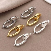 1/3/5 piezas Conector redondo y ovalado enchapado en oro 18K real, hebillas de cierre de resorte para collares, cierres y anillos de resorte de latón O para hacer joyería DIY, pulseras y collares
