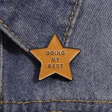 1 chiếc ghim cài áo hình ngôi sao "Do My Best" bằng men vàng, có thể ghim lên ba lô, áo sơ mi, ve áo, một món quà đáng yêu dành cho bạn bè, trẻ em hoặc người thân yêu. - Nhiều màu - Xem 1
