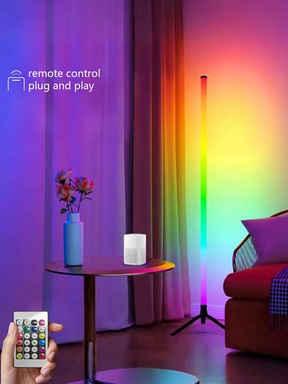 1 件 RGB 变色落地灯，遥控室内卧室 USB 插头壁角灯，带音乐节奏传感器的氛围灯，适用于客厅卧室