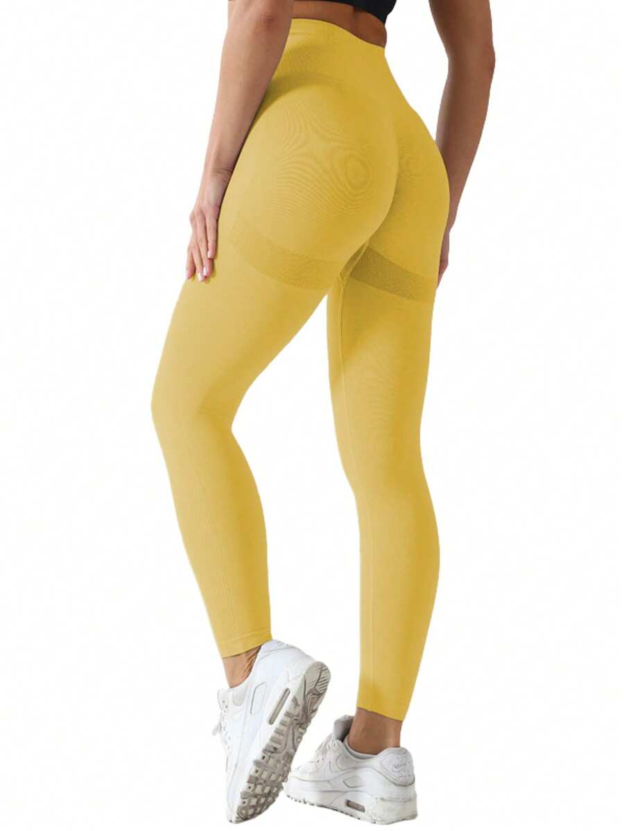 FREES COPES Women's Leggings With High Elasticity, Women's Yoga Pants, Push-Up Sports Tights, Cropped, High Waist Leggings For Women, Yoga Leggings, Soft, Elastic, Opaque, Butt Lifting, Leggings For Gym, Training - 黃色 - 查看 1