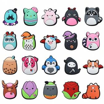 20/23pcs Kawaii Animal Pattern Shoe Charms Set, PVC Shoe Decorations For Beach Bag, Shoe Accessories Charms, Gift Idea For Birthday Christmas Valentine's Day Halloween Party Favors