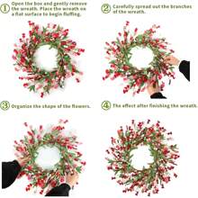 Artgar Front Door Wreaths 24 Inch Spring/Summer Wreath For Front Door, Front Door Wreaths For All Seasons For Indoor Outdoor Home Office Wall Window Wedding Farmhouse Decor (Red&Orange&Purple)