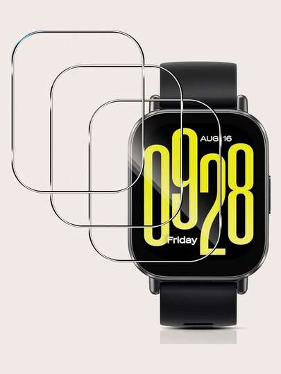 3 piezas Protector de pantalla de vidrio templado transparente de cobertura completa con kit de limpieza compatible con el Redmi Watch 5 ACTIVE