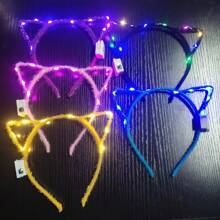 57-Piece Set Of Sparkling Glasses Party Decorations Acrylic Bracelet Elastic Toy Props Metal Cat Ears Rabbit Ears Led Headband Dress Up Hair Sparkling Headgear