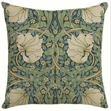 18x18 Inch William Morris Style Strawberry Floral Throw Pillow Cover, Single-Sided Printed Zippered Cushion Cover For Home, Office Decor, Without Insert