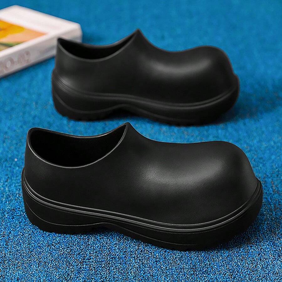 Couples Casual Shoes, Thick-Soled Elevated Rain Shoes, Men/Women Work Shoes, Kitchen Shoes (Run Half Size Larger) - Black - View 1