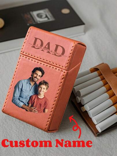 1 Peça Caixa De Cigarro Pequena De Presente Pu Pacote Inteiro 20 Caixa De Cigarro Grossa Flip Presente Do Dia Dos Pais Texto Personalizado Personalização