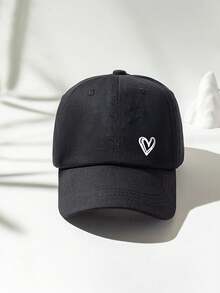 1pc Heart Print Adjustable Baseball Cap, Outdoor Sun Protection Casual Hat For Spring Autumn Travel Beach, For Young Men, Y2K Style,Summer,Holiday - Baseball Cap - View 2