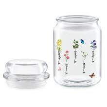 1pc Personalized Lid Jar, Custom Birthflower,Sweets, Food, Snack Glass Storage, Cookie Candy Canister, Teacher, Anniversary, Mom, Christmas Gift,Custom Candy Jars - Personalized Candy Gift Jars - White - View 4