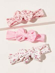 Set de 3 diademas con lazo y estampado floral para bebé, adecuadas como regalo de San Valentín