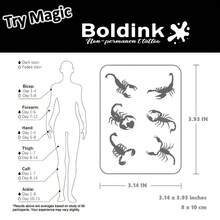 Boldink 临时纹身，逼真的蝎子设计，新动物纹身，纹身贴纸，持续 1-2 周，复杂的纹身设计，无光泽，适合手、脚的临时纹身，防水 - 黑色 - 查看 5