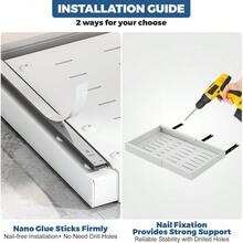 EOJDDPA 2 PCS Telescopic Extendable Slide Out Drawer Shees Storage For Kitchen Cabinet Adjustable Width 31.5cm To 52cm No Drilling Pull Out Cabinet Organiser With Rail System For Kitchen Base - White-2pcs1 - View 4