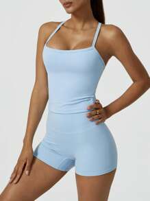 NcmRyu NcmRyu Women's Racerback Yoga Sports Set, Seamless, Quick Dry, Enhances Butt, Suitable For Spring & Summer