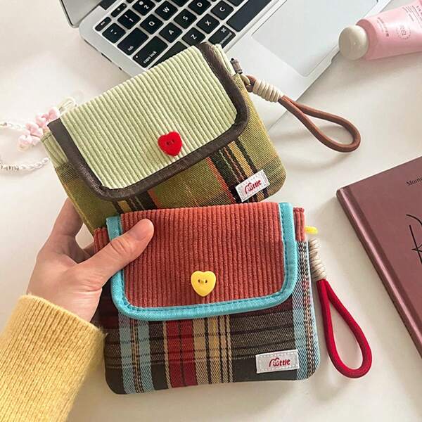 1pc Large Capacity Portable Cosmetic & Sundry Grid Storage Pouch, Candy Series Mini Sanitary Pad Storage Bag, Multi-Functional Portable Storage Bag
