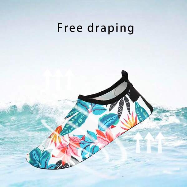 Damen Wasserschuhe mit Blau-Schmetterlings-Design, Low-Top, Elastischer Oberstoff, TPR-Sohle, Sommerurlaubs-Stil
