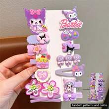 Sanrio 14PCS Sanrio Kuromi Cartoon Pattern Hair Clips,Bangs And Short Hair Kitty Hair Clips,Role-Playing Stage Performance Hair Accessories (Some Parts May Be Random)