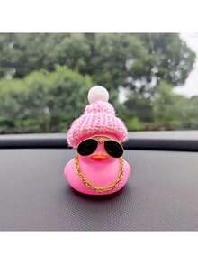 قطعة واحدة زخرفة سيارة بشكل بطة زرقاء وردية رائعة، البطة المطاطية للتزيين على لوحة أجهزة السيارة، هدية للمناسبات، إكسسوارات داخلية للسيارة