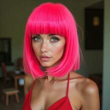 Peluca de mujer de 12 pulgadas de largo con cabello corto rizado y rubio natural, con flequillo y estilo bob, hecha de tela sintética hermética, ideal para cosplay, Halloween y fiestas de disfraces