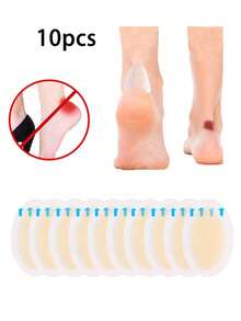 10pcs Waterproof Blister Bandages - Waterproof Gel Pads For Heel & Toe Protection, Rubber Gel Heel & Toe Protectors, Anti Friction Adhesive Patches For Blister Prevention, Transparent Relief Pads For Hiking, Sports & Shoe Comfort
