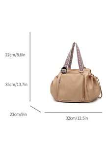 新款时尚摇篮包大容量纯色背包，储物袋多功能旅行妈咪包单肩包，小巧设计可扩展大容量，多口袋背包，男女通用