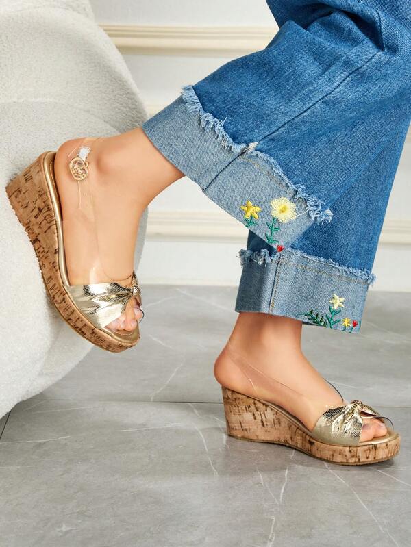 Sandálias de PVC transparentes respiráveis e abertas para meninas, elegantes e generosas, confortáveis e antiderrapantes, sapatos casuais para atividades ao ar livre