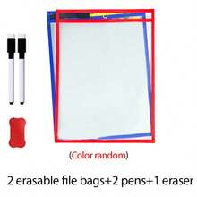 BELLKIDS 6/12 Transparent Double-Sided Erasable Dry Erase Bags With 8-Color Pens, Hanging Writing File Bags, Colored Graffiti And Painting Bags, PVC Storage Bags, Literacy Games, Interactive Props, Perfect For Classrooms, Families, Student Stationery, And Teaching Tools.