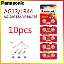 Panasonic 10-50 pieza(s) Batería AG13 A76 LR44 357 SR1154 SR44 LR 44 1.5V Alcalina para reloj, calculadora, juguete, pila tipo botón