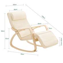 SoBuy FST16 New Rocking Chair With 5-Way Adjustable Footrest, Swing Chair, Relaxing Chair, Load Capacity 150kg, Birch Wood - White - View 3