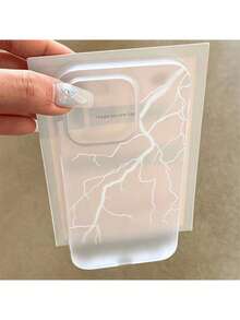 1pc White Lightning Graphic Shockproof Full Coverage TPU Phone Case, Compatible With IPhone 16, 15, 14, 13, 12, 11 Pro Max Waterproof Anti-Fall Scratch Resistant - Transparent White Lightning - View 2