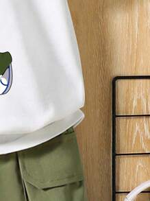 Tween Boys' Cartoon Graphic Print Short Sleeve T-Shirt And Woven Shorts Set