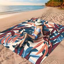 1 Piece Of "Color Leaf Beach Style Pattern, Fantasy Leaf Charm Beach Style, Green Yellow Palm Leaf Pattern, Wild Green Plant Animal Picture, Blue Green Leaf Vein Pattern, Perfect Choice For Beach Leisure" Made Of 100% Polyester Material, Waterproof And Quick-Drying, Washable And Machine Washable Picnic Mat, Perfect For Outdoor Camping And Beach Vacation.Travel Essentials Travel Accessories Beach Essentials - Multicolor - View 26
