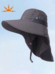 1pc Summer Wide Brim Sun Hat, Foldable UV Protection Cap, Bucket Hat, Unisex Outdoor Hiking Fishing Hat - A - View 3