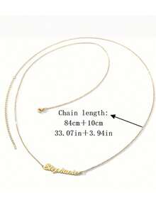 1pc Personalized Customized Gold Body Chain With Name - Holiday Party Style Custom Waist Chain - Summer Beach Vacation Style Wear Perfect Unique Custom Gift - Party Custom Accessories - Stainless Steel Material