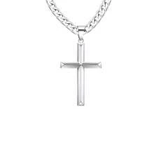 925 Sterling Silver Made In Italy Solid Cut 5mm Cuban Chain Cross Pendant Necklace, Hip Hop , Birthday Gift, Everyday Gift, Valentine's Day Gift, Perfect For Celebration, Party, Dating, Comes With A Gift Box - Silver - View 2